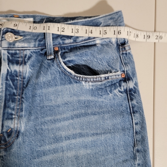Mother Superior High Waisted Hoover Wash Distressed Straight Leg Jeans Size 32 - Picture 14 of 15